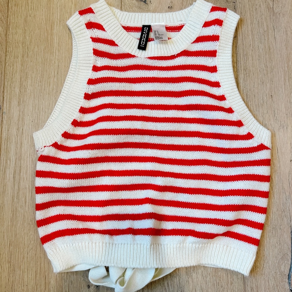 H&M knit stripe top with cutest tie back